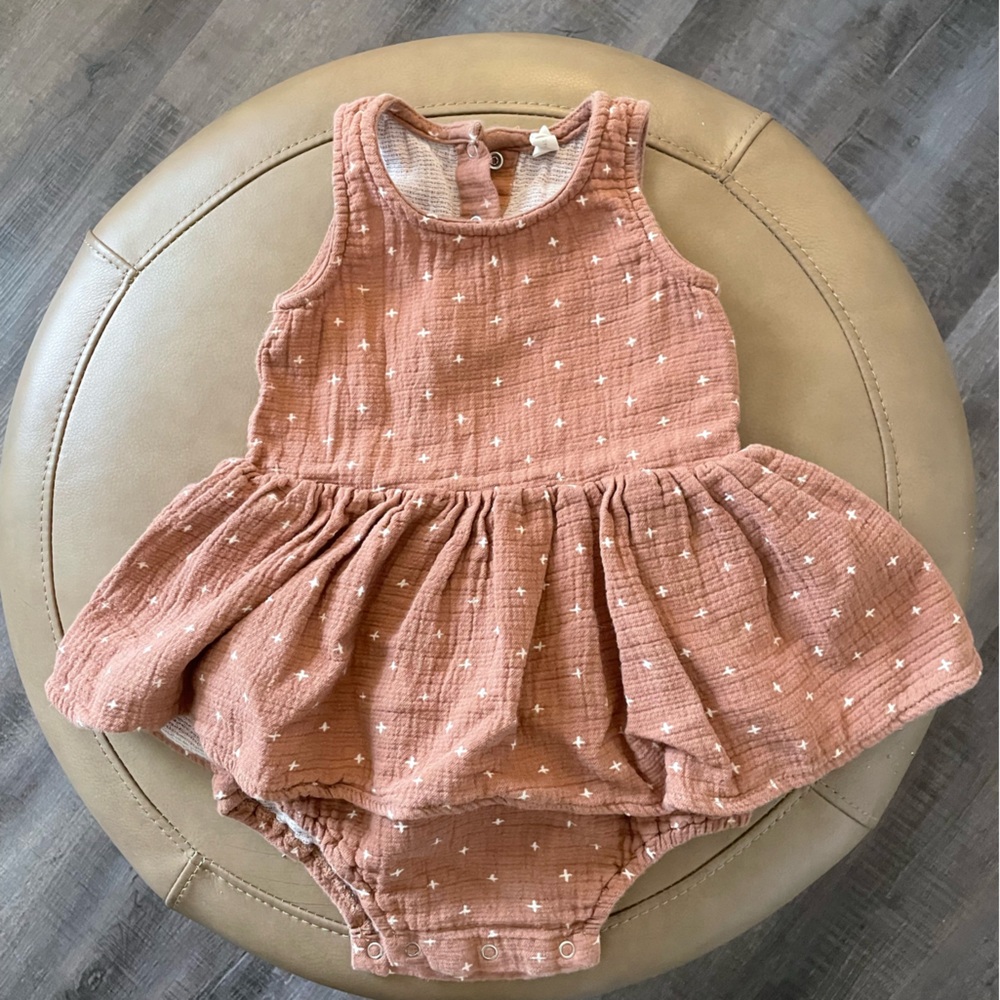 Quincy Mae Rust romper bodysuit with skirt